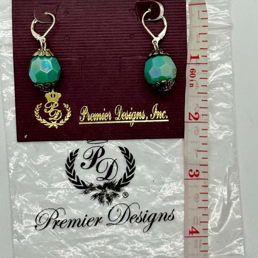 Premier Designs Vintage Light Blue Beaded Dangle Earrings - Picture 3 of 5